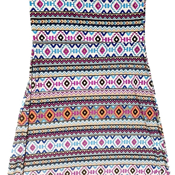 J&K Boho Lo-fi Vintage Tribal Abstract Geometric Hippie Striped Maxi Skirt - Picture 2 of 4
